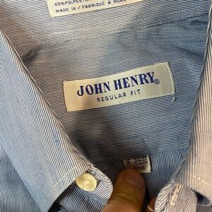 john henry dress shirts John Henry Fitted Collection Men's Dress Shirts White Size 15.5 32-33  Button Up